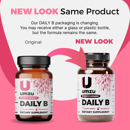 UMZU Daily B, 30 Day Supply – Complete Vitamin B Complex Supplement Blend with B1, B2, B3, B5, B6, B7, B9 & B12 Plus Folic Acid & Biotin – Supports Energy, Focus, Mood, - PrimeBioHealth - canada supplements