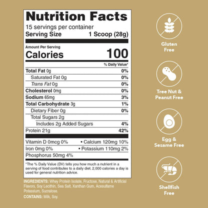 Unjury Whey Protein Powder | Vanilla | 21g 100% Whey Isolate Protein Powder | Low Carb and Lactose Free | Gluten Free | Certified Kosher | 15 Servings - PrimeBioHealth - canada supplements