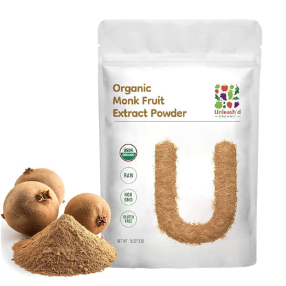 Unleash’d Organic Monk Fruit Powder 16 oz – Pure Unsweetened Monk Fruit, No Added Sugar, No Erythritol, Vegan, Non-GMO Sweetener Alternative - PrimeBioHealth - canada supplements