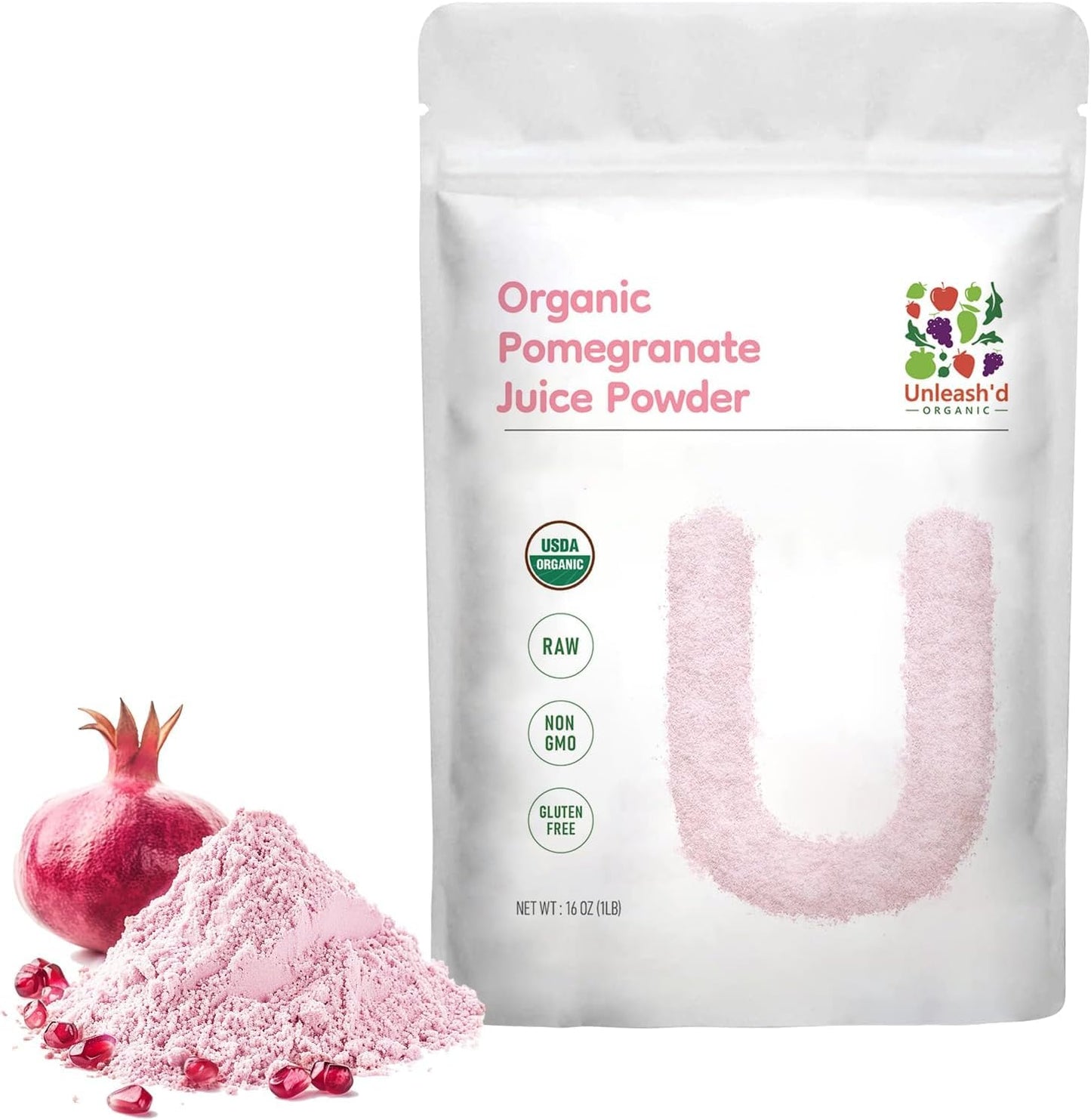 UNLEASH'D ORGANIC Organic Pomegranate Juice Powder 16 oz – Pure Superfood, Rich in Antioxidants & Nutrients - PrimeBioHealth - canada supplements