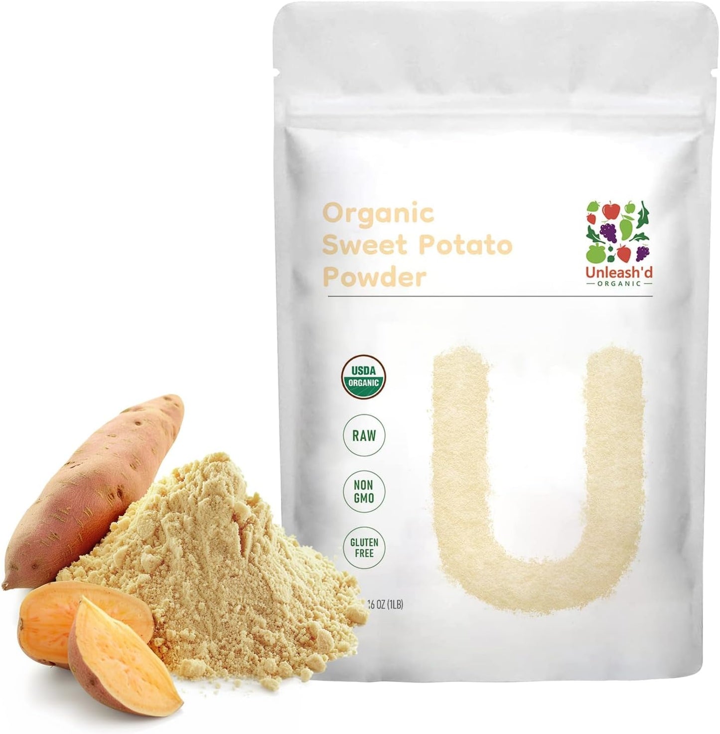 Unleash’d Organic Organic Sweet Potato Powder 16oz – 100% Pure Superfood, Rich in Antioxidants & Vitamins, Supports Immunity & Digestive Health - PrimeBioHealth - canada supplements