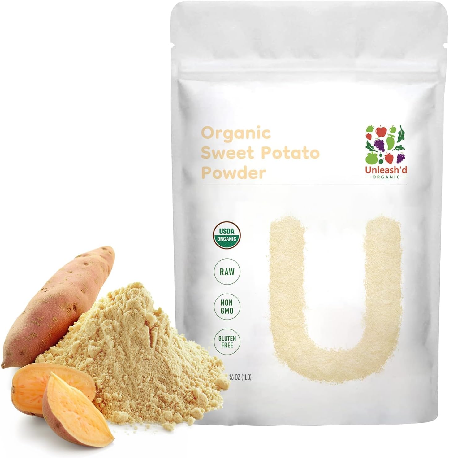 Unleash’d Organic Organic Sweet Potato Powder 16oz – 100% Pure Superfood, Rich in Antioxidants & Vitamins, Supports Immunity & Digestive Health - PrimeBioHealth - canada supplements