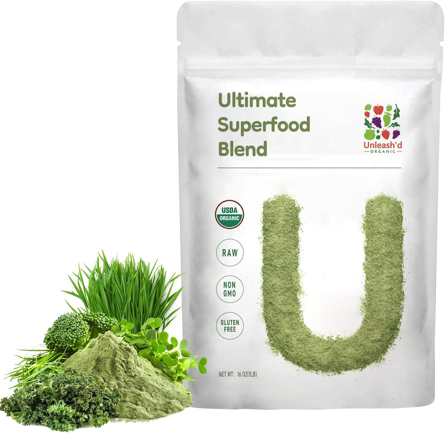 UNLEASH'D ORGANIC Organic Ultimate Superfood Powder 1 lb – 100% Natural Green Food, Rich in Antioxidants & Multivitamins - PrimeBioHealth - canada supplements