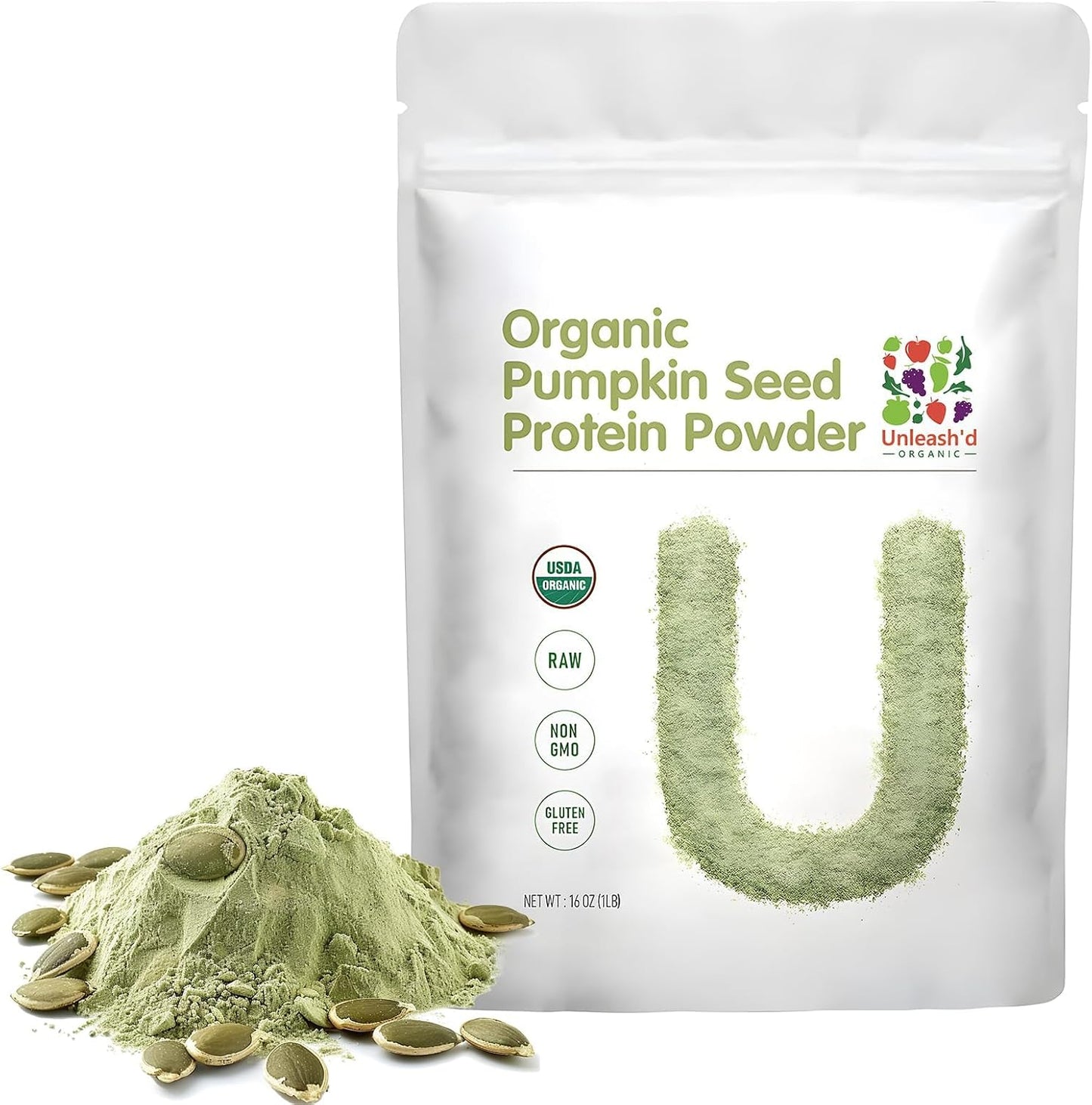 Unleash’d Organic Pumpkin Seed Protein Powder 16oz – Vegan, Non-GMO, Plant-Based Protein, No Artificial Sweeteners, Supports Immune Health - PrimeBioHealth - canada supplements