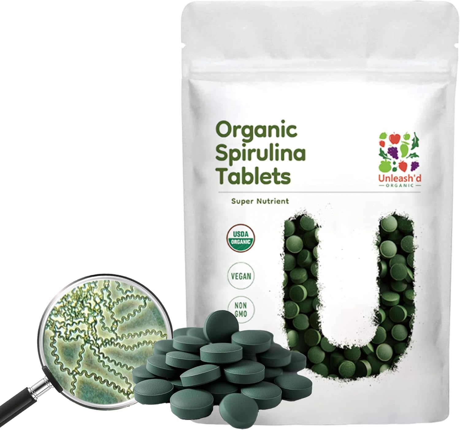 Unleash’d Organic Spirulina Tablets 16 oz – 100% Pure Plant-Based Superfood, Vegan, Non-GMO, Nutrient-Dense Daily Supplement - PrimeBioHealth - canada supplements