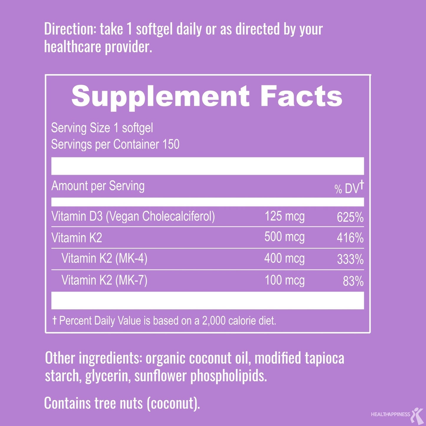 UpNourish Certified Vegan Vitamin D3 5000 IU K2 MK4 MK7 500 mcg Supplement, 150 Softgels, Plant Based Liposomal Vitamin D K with Organic - PrimeBioHealth - canada supplements