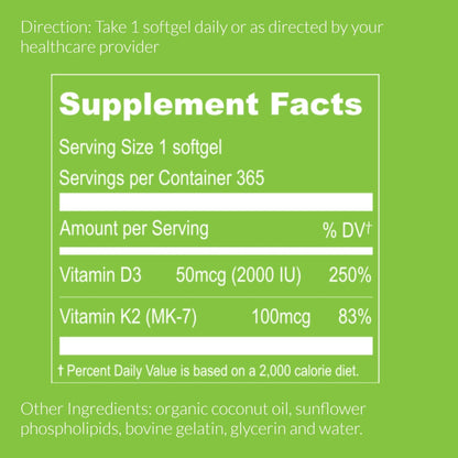 UpNourish Liposomal D3 K2 MK-7 – 365 Mini softgels with Organic Coconut Oil - 5000 IU 125 mcg Vitamin D3 and 100 mcg Vitamin k2 for Optimal Bone and Immune Health - PrimeBioHealth - canada supplements
