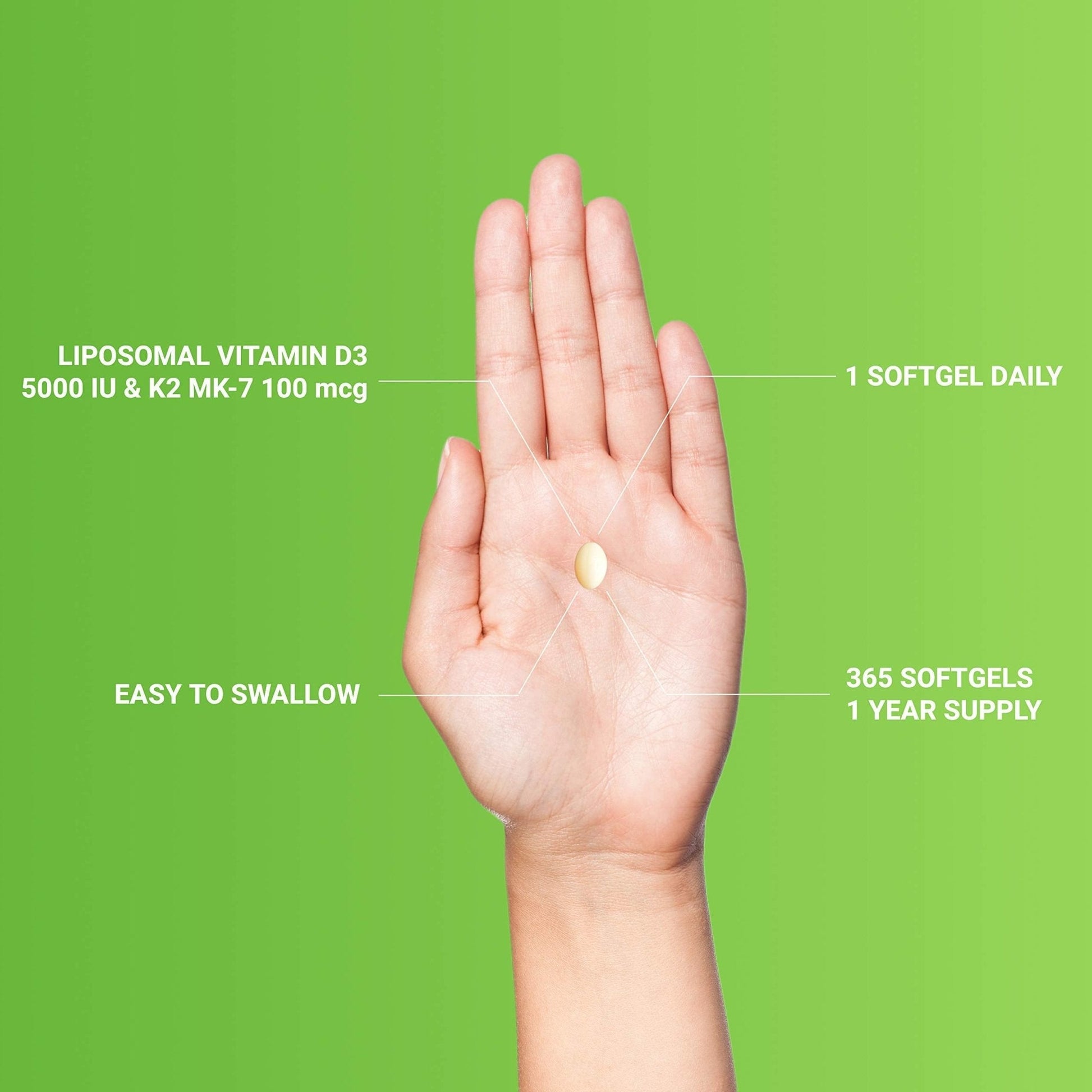 UpNourish Liposomal D3 K2 MK-7 – 365 Mini softgels with Organic Coconut Oil - 5000 IU 125 mcg Vitamin D3 and 100 mcg Vitamin k2 for Optimal Bone and Immune Health - PrimeBioHealth - canada supplements
