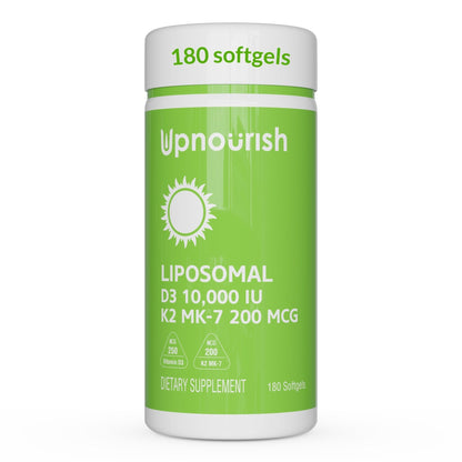 UpNourish Liposomal D3 K2 MK-7 – 365 Mini softgels with Organic Coconut Oil - 5000 IU 125 mcg Vitamin D3 and 100 mcg Vitamin k2 for Optimal Bone and Immune Health - PrimeBioHealth - canada supplements