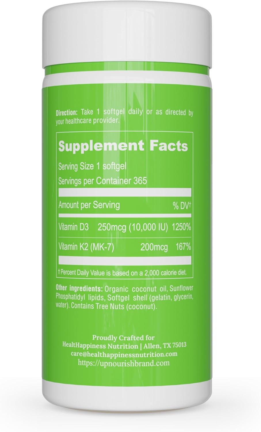 UpNourish Liposomal D3 K2 Vitamin 10000 IU D3 and K2 MK-7 200 mcg - 365 Vitamin D3 k2 (Vitamina D3 con K2) Mini Softgels - Easy to Swallow K2 D3 Vitamin Supplement - PrimeBioHealth - canada supplements