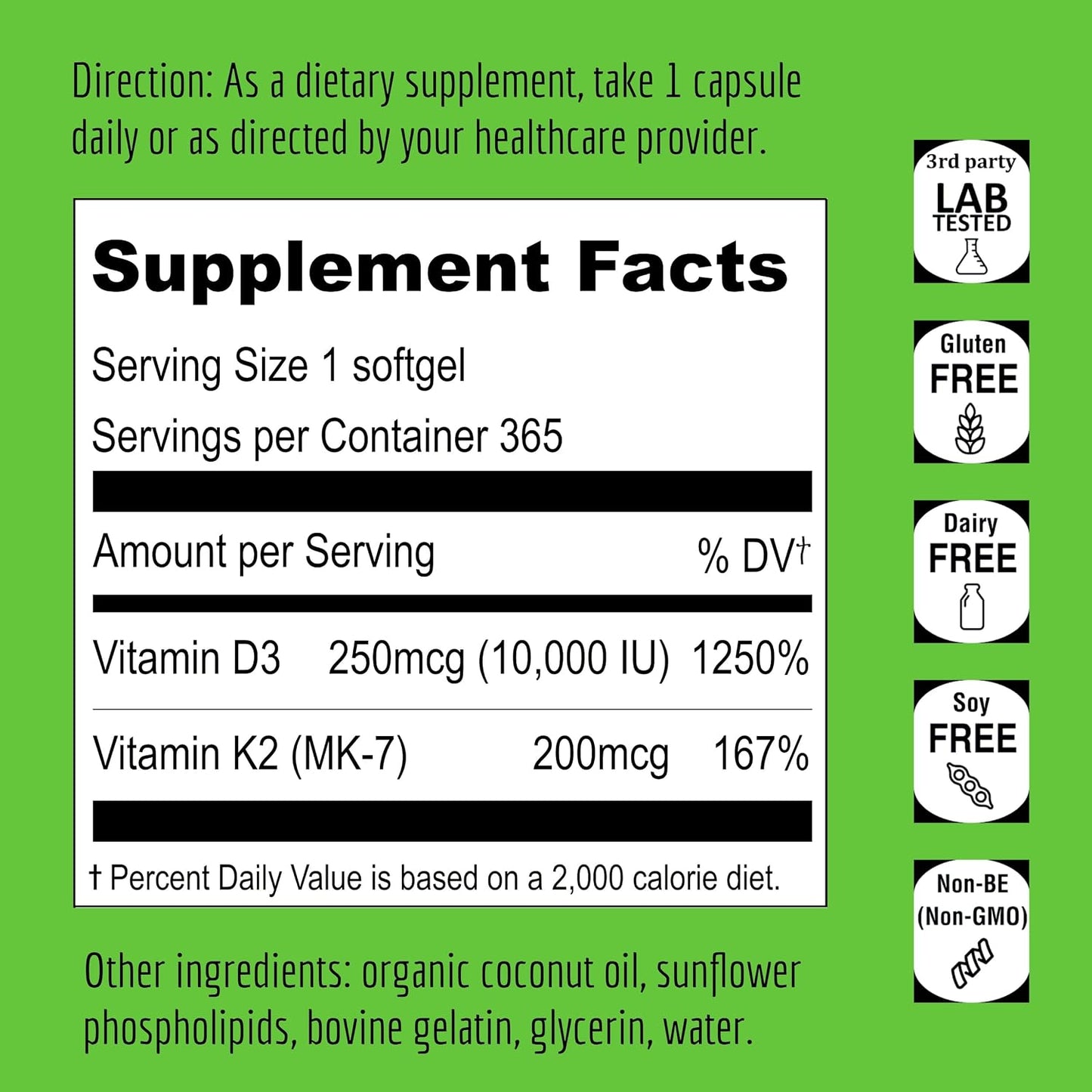 UpNourish Liposomal D3 K2 Vitamin 10000 IU D3 and K2 MK-7 200 mcg - 365 Vitamin D3 k2 (Vitamina D3 con K2) Mini Softgels - Easy to Swallow K2 D3 Vitamin Supplement - PrimeBioHealth - canada supplements