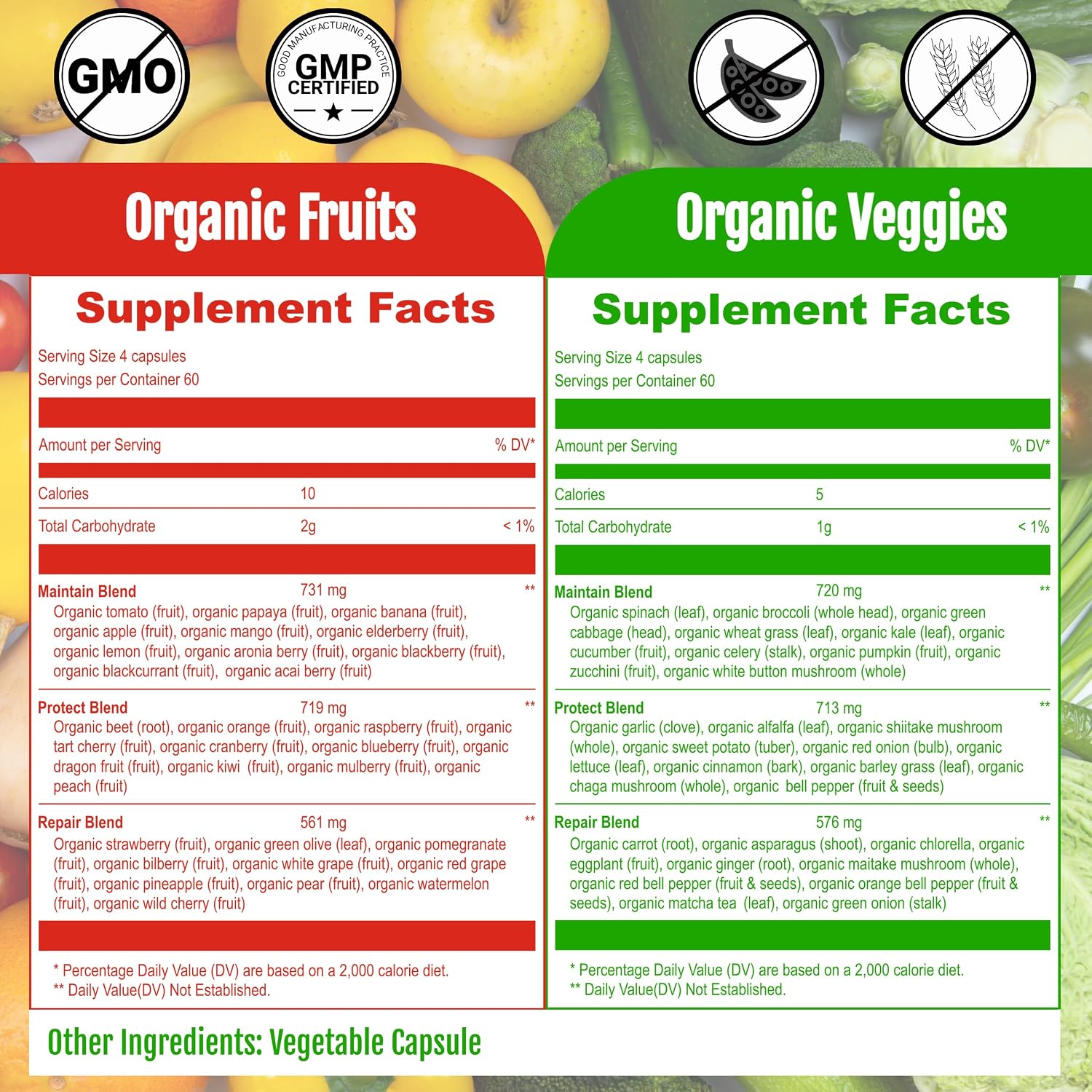 UpNourish Organic Fruits and Veggies Supplement - Support Diet Balance, Body Cleanse & Energy - 480 Fruits and Super Greens Capsules from Nature - Fruit and Vegetable Supplements for Adults & Kids - PrimeBioHealth - canada supplements