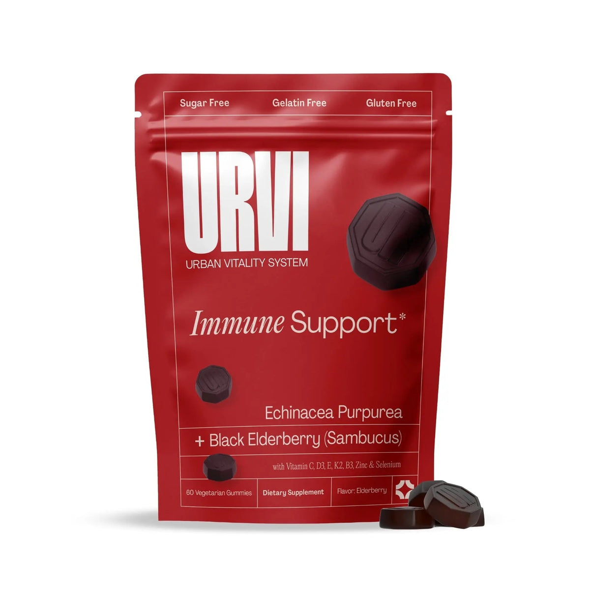 URVI® Immune Support Gummies - Vitamin C, D3 K2, E, Niacin, Zinc & Selenium with Elderberry & Echinacea - PrimeBioHealth - canada supplements