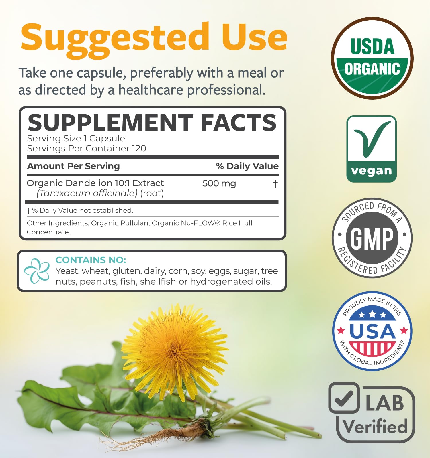 USDA Organic Dandelion Root Extract - High Potency 10:1 Dandelion Root Supplement with 5000mg Herbal Equivalent Strength for Liver Cleanse Detox & Repair Support - Vegan & Non-GMO (2 Month Supply) - PrimeBioHealth - canada supplements