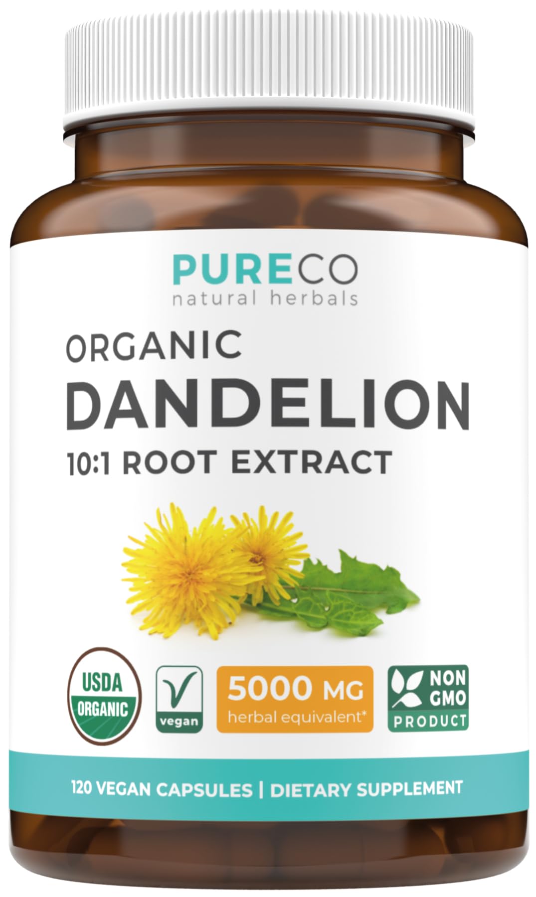 USDA Organic Dandelion Root Extract - High Potency 10:1 Dandelion Root Supplement with 5000mg Herbal Equivalent Strength for Liver Cleanse Detox & Repair Support - Vegan & Non-GMO (2 Month Supply) - PrimeBioHealth - canada supplements