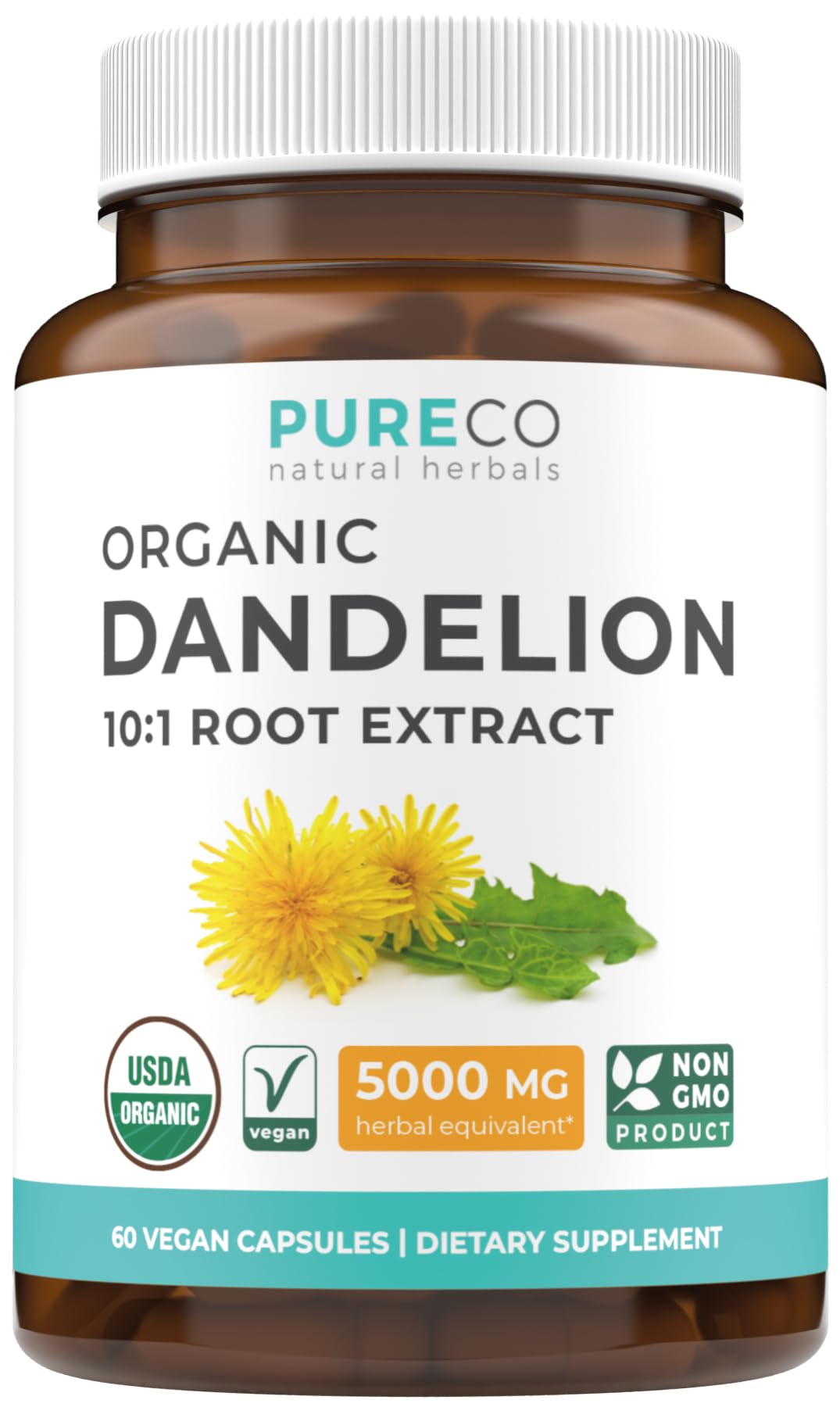 USDA Organic Dandelion Root Extract - High Potency 10:1 Dandelion Root Supplement with 5000mg Herbal Equivalent Strength for Liver Cleanse Detox & Repair Support - Vegan & Non-GMO (2 Month Supply) - PrimeBioHealth - canada supplements