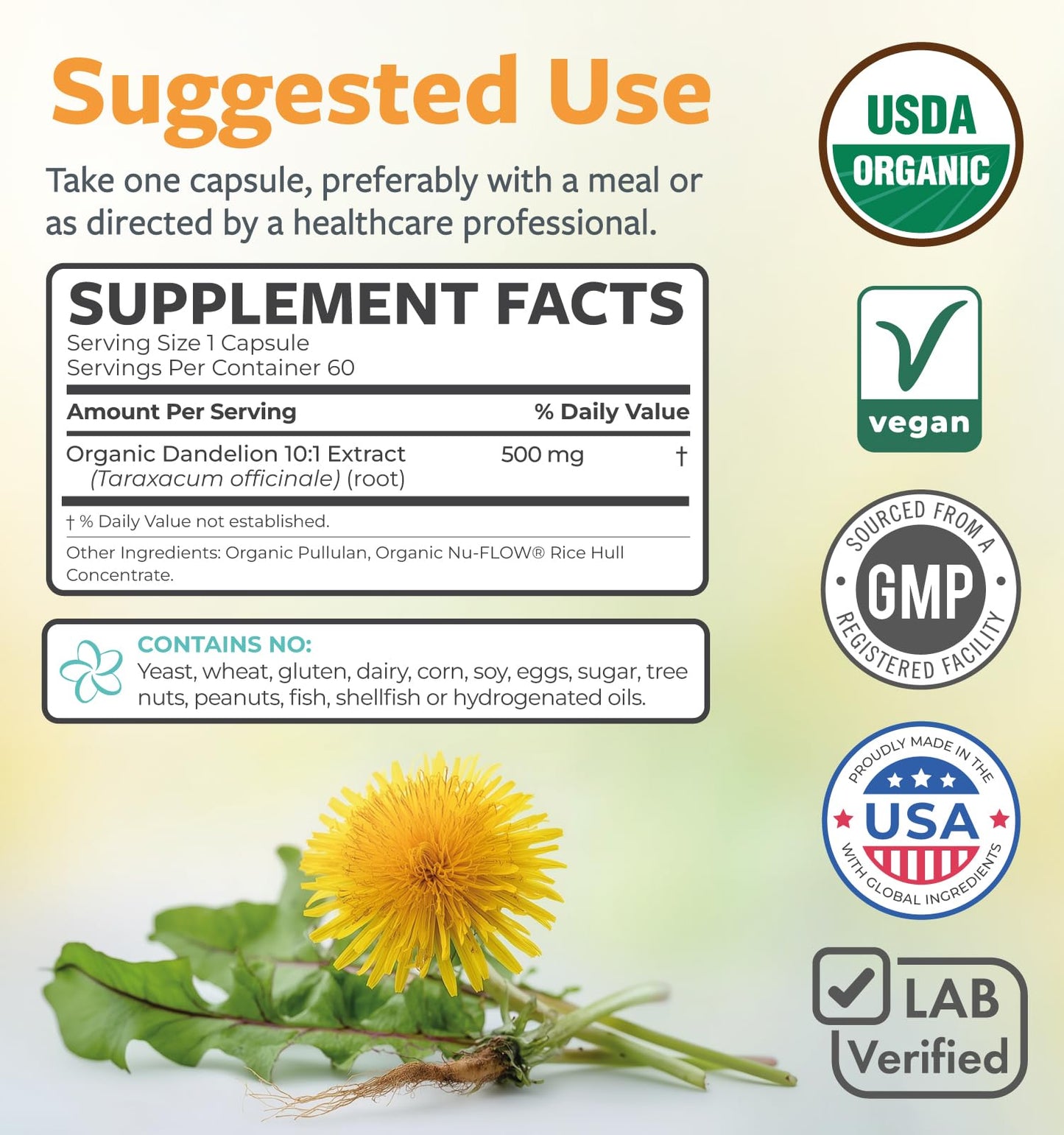USDA Organic Dandelion Root Extract - High Potency 10:1 Dandelion Root Supplement with 5000mg Herbal Equivalent Strength for Liver Cleanse Detox & Repair Support - Vegan & Non-GMO (2 Month Supply) - PrimeBioHealth - canada supplements