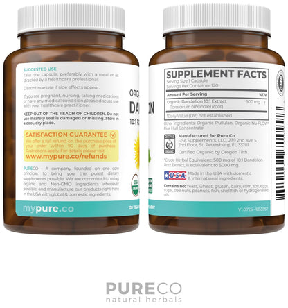 USDA Organic Dandelion Root Extract - High Potency 10:1 Dandelion Root Supplement with 5000mg Herbal Equivalent Strength for Liver Cleanse Detox & Repair Support - Vegan & Non-GMO (2 Month Supply) - PrimeBioHealth - canada supplements