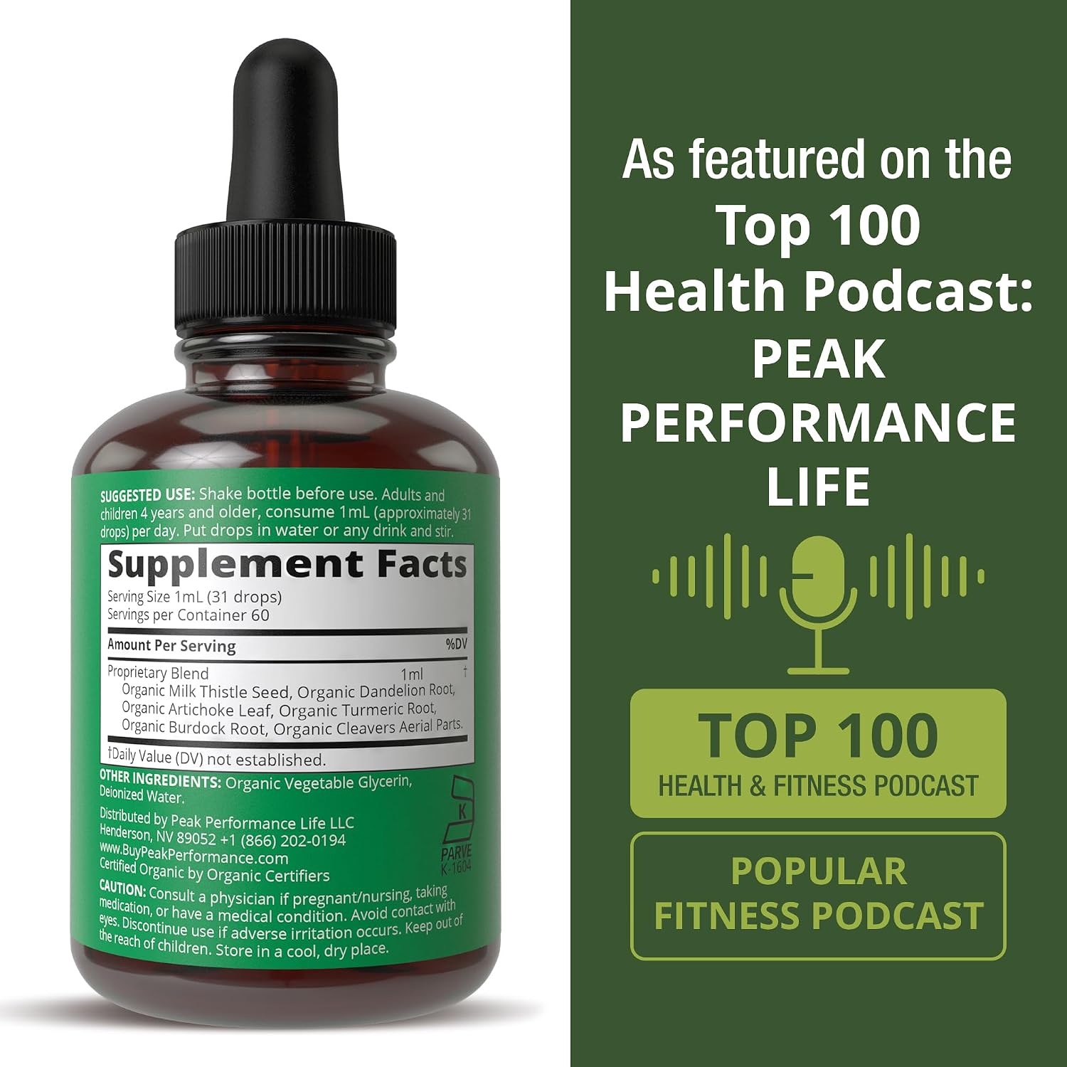 USDA Organic Liver Cleanse Detox & Repair. 6-in-1 Liquid Drops with Organic Milk Thistle, Artichoke Extract, and More. Zero Sugar, Liver Health Support Tincture Supplement Alternative to Capsules - PrimeBioHealth - canada supplements