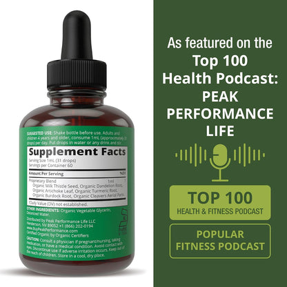 USDA Organic Liver Cleanse Detox & Repair. 6-in-1 Liquid Drops with Organic Milk Thistle, Artichoke Extract, and More. Zero Sugar, Liver Health Support Tincture Supplement Alternative to Capsules - PrimeBioHealth - canada supplements