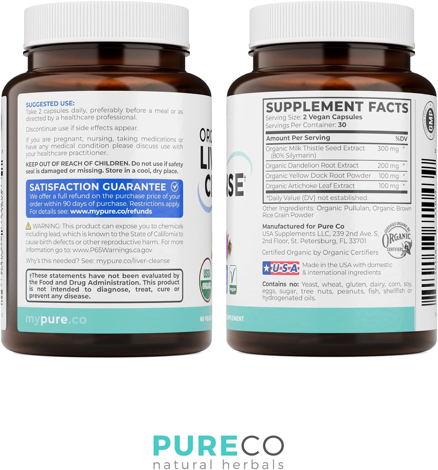 USDA Organic Milk Thistle and Dandelion Root - Silymarin Milk Thistle Liver Detox Cleanse Formula with Artichoke Extract for Comprehensive Liver Support - Vegan Non-GMO & Lab Verified (1 Month Supply) - PrimeBioHealth - canada supplements