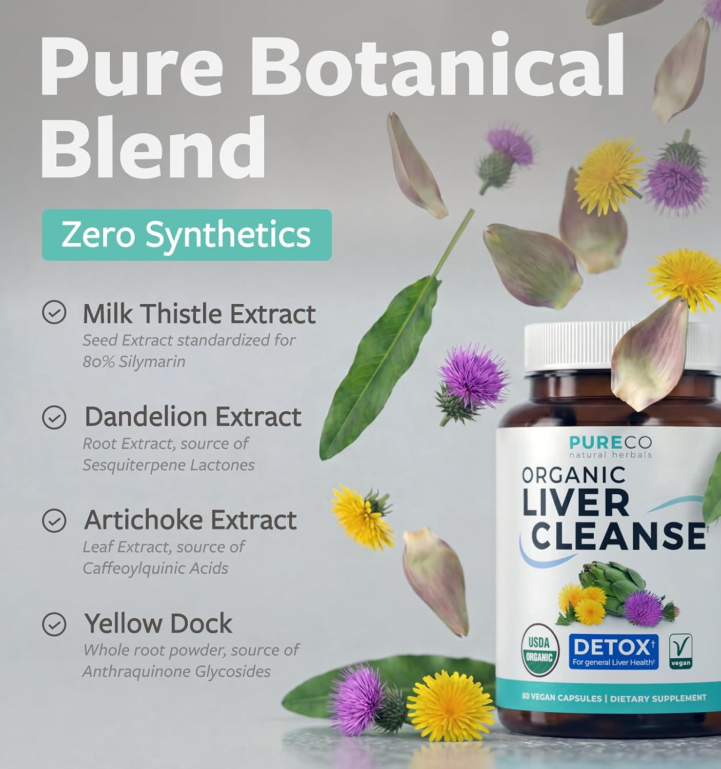USDA Organic Milk Thistle and Dandelion Root - Silymarin Milk Thistle Liver Detox Cleanse Formula with Artichoke Extract for Comprehensive Liver Support - Vegan Non-GMO & Lab Verified (1 Month Supply) - PrimeBioHealth - canada supplements
