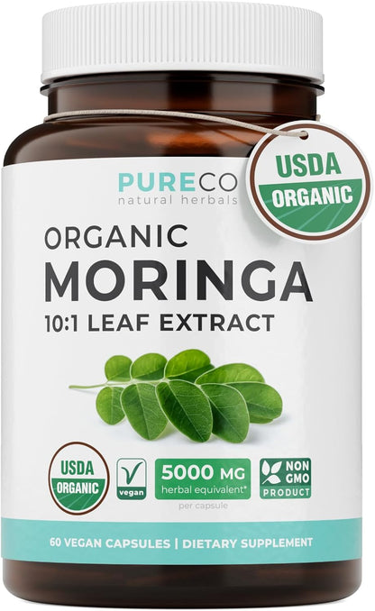 USDA Organic Moringa Capsules - High Potency Organic Moringa 500mg Extract 10:1 Per 1 Capsule Serving - Nutrient Dense Green Superfood Antioxidant - Vegan & Non-GMO Moringa (2 Month Supply) - PrimeBioHealth - canada supplements