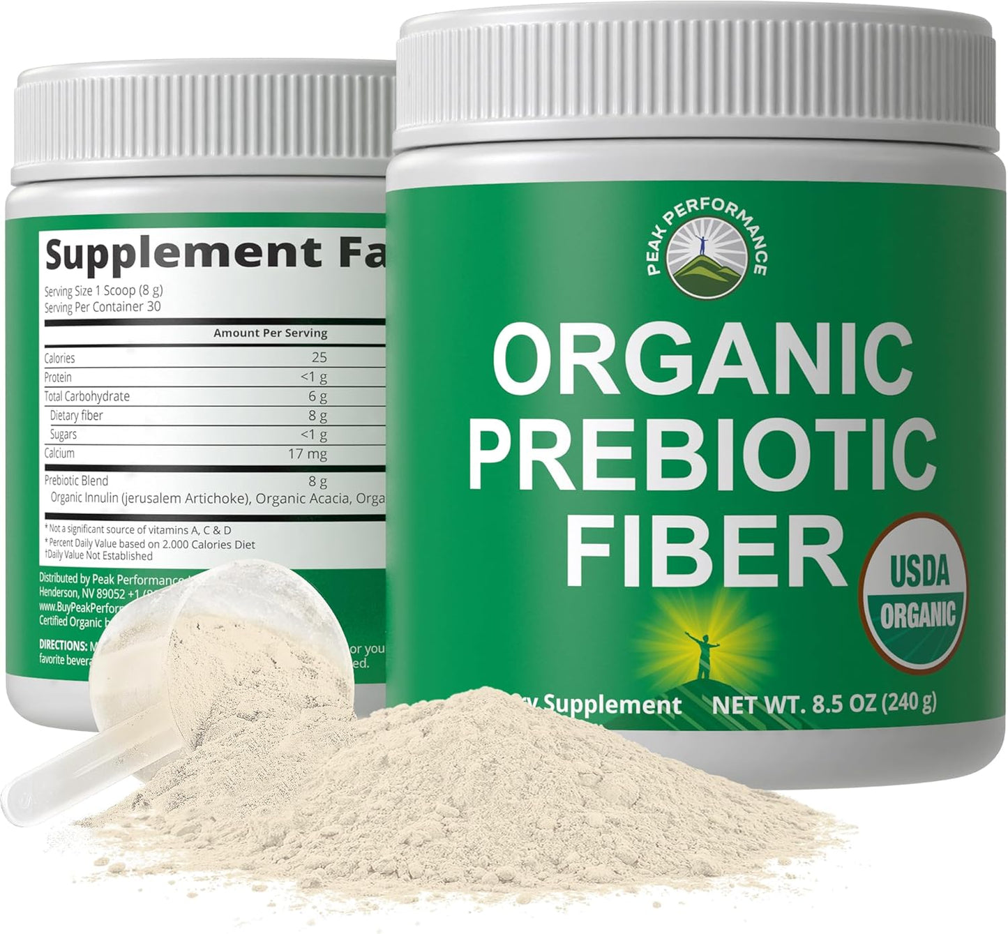 USDA Organic Prebiotic Fiber 3-in-1 Vegan Powder for Gut Health - Raw Whole Food Plant Based Prebiotics Digestive Supplement with Inulin (Jerusalem Artichoke), Acacia Fibers, SunFiber 240g - PrimeBioHealth - canada supplements