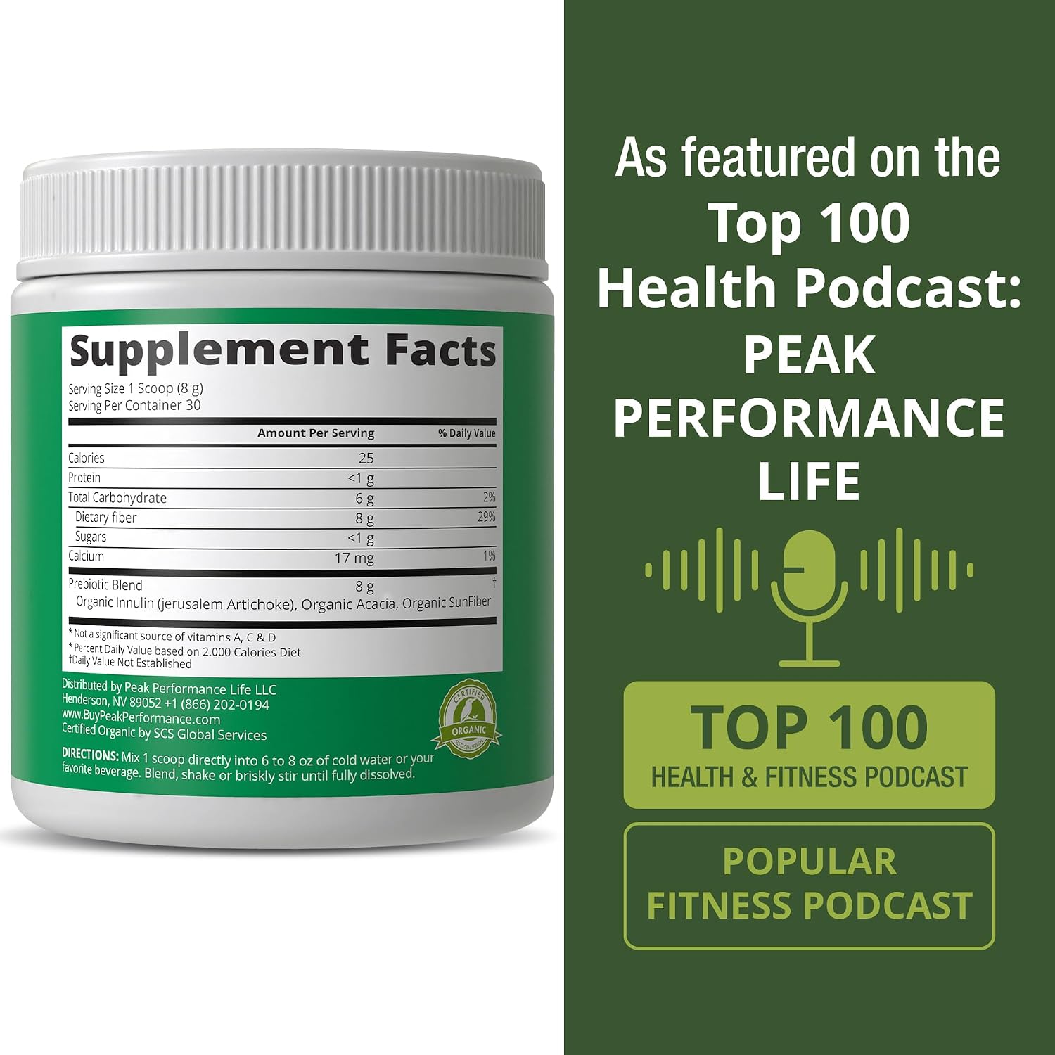 USDA Organic Prebiotic Fiber 3-in-1 Vegan Powder for Gut Health - Raw Whole Food Plant Based Prebiotics Digestive Supplement with Inulin (Jerusalem Artichoke), Acacia Fibers, SunFiber 240g - PrimeBioHealth - canada supplements