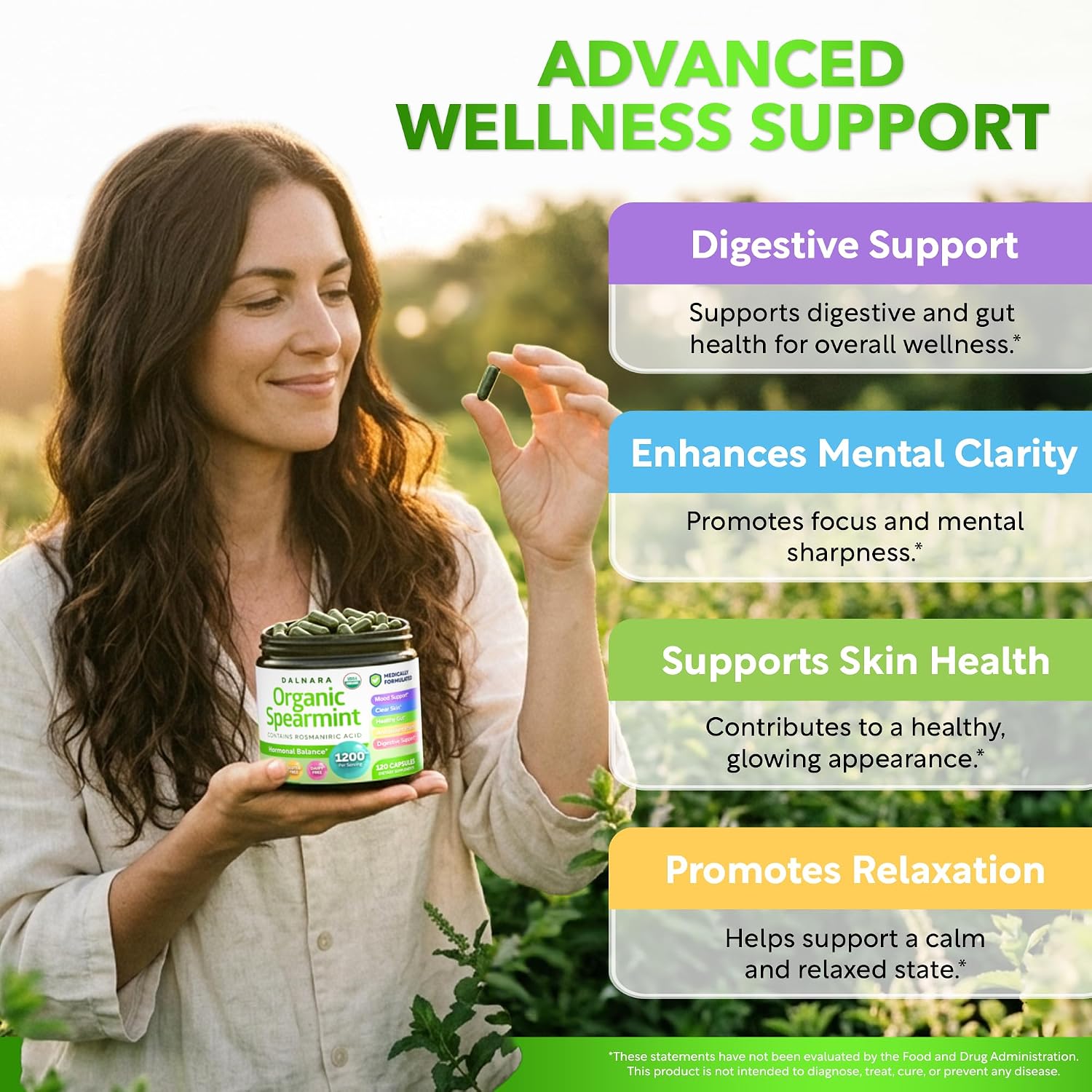 USDA Organic Spearmint Capsules | Digestive Support, 1200mg | 60-Day Supply - PrimeBioHealth - canada supplements