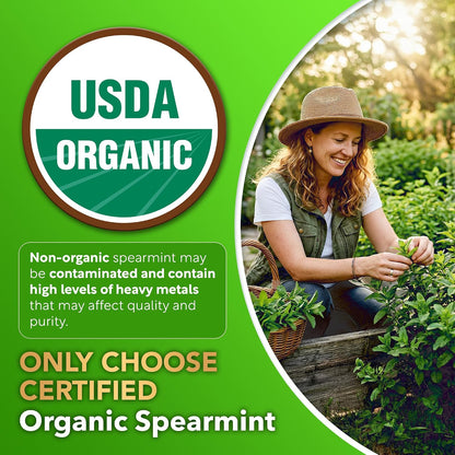 USDA Organic Spearmint Capsules | Digestive Support, 1200mg | 60-Day Supply - PrimeBioHealth - canada supplements