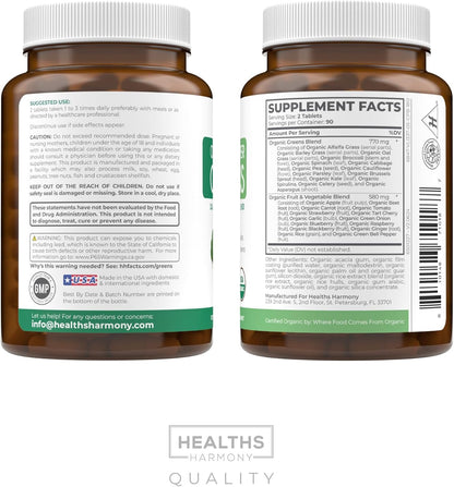 USDA Organic Super Greens Supplement - Organic Greens Fruits and Vegetable Supplement for Adults with 28 Superfood Complex with Superfruits Roots Herbs & More - Vegan & Non-GMO (Up to 3 Month Supply) - PrimeBioHealth - canada supplements