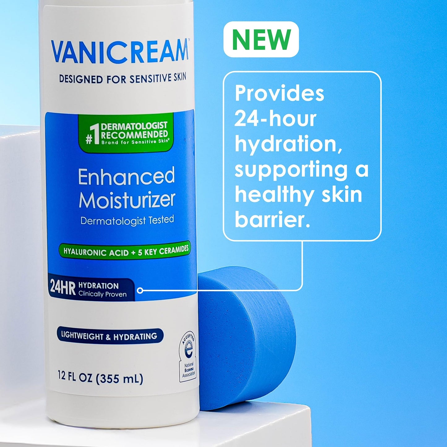 Vanicream Enhanced Moisturizer, 12 fl oz, Formulated without Common Irritants, Body Moisturizer, All-Day Hydration with Hyaluronic Acid - PrimeBioHealth - canada supplements