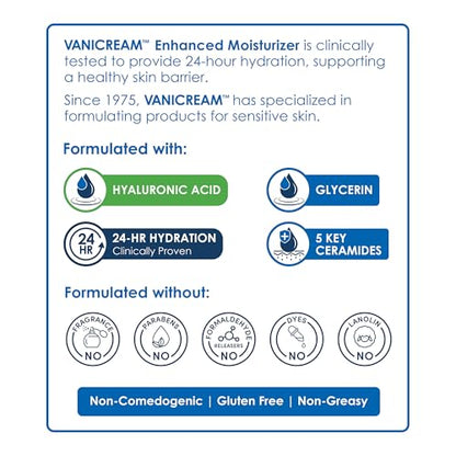 Vanicream Enhanced Moisturizer, 12 fl oz, Formulated without Common Irritants, Body Moisturizer, All-Day Hydration with Hyaluronic Acid - PrimeBioHealth - canada supplements