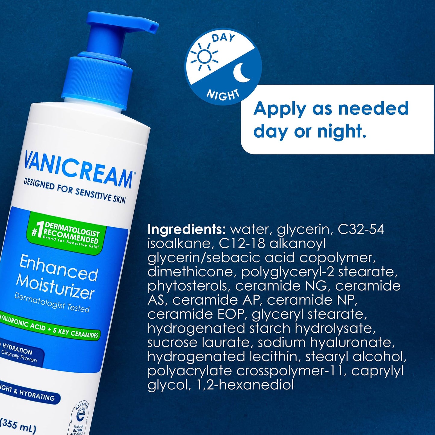 Vanicream Enhanced Moisturizer, 12 fl oz, Formulated without Common Irritants, Body Moisturizer, All-Day Hydration with Hyaluronic Acid - PrimeBioHealth - canada supplements