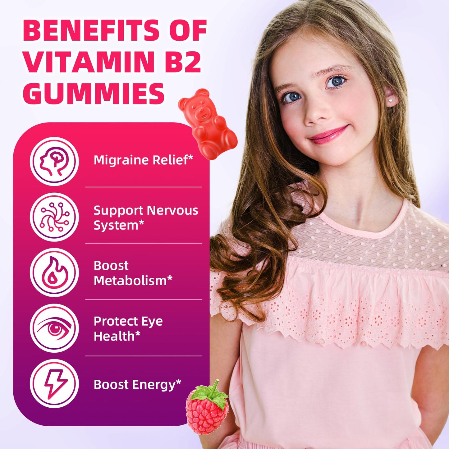 VCCHUYH Vitamin B2 Gummies for Kids & Adults, VIT B2 Riboflavin 400mg Supplement with Magnesium for Migraine Relief & Nervous System Support, Non-GMO - PrimeBioHealth - canada supplements