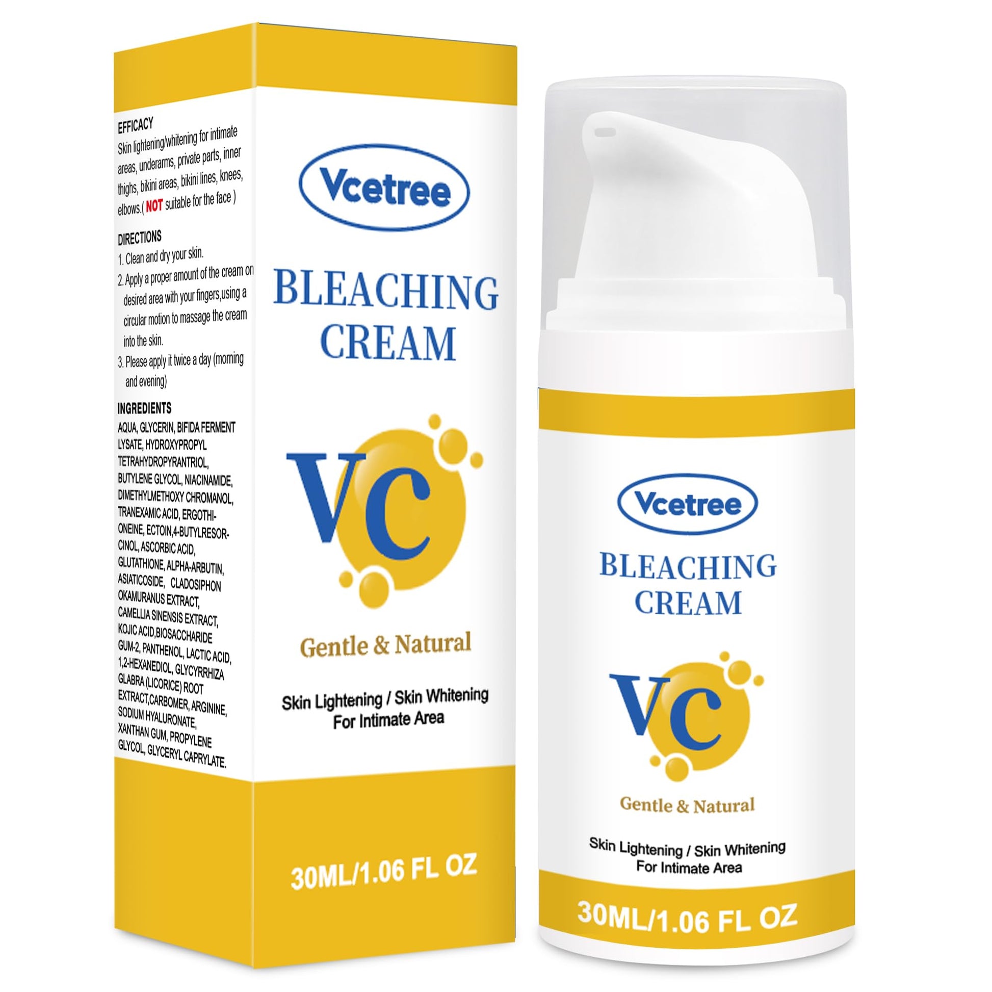 Vcetree Skin Bleaching Cream Skin Lightening for Body Intimate Areas, Private Parts, Underarm, Knees, Elbows, Inner Thigh, Bikini Area - PrimeBioHealth - canada supplements