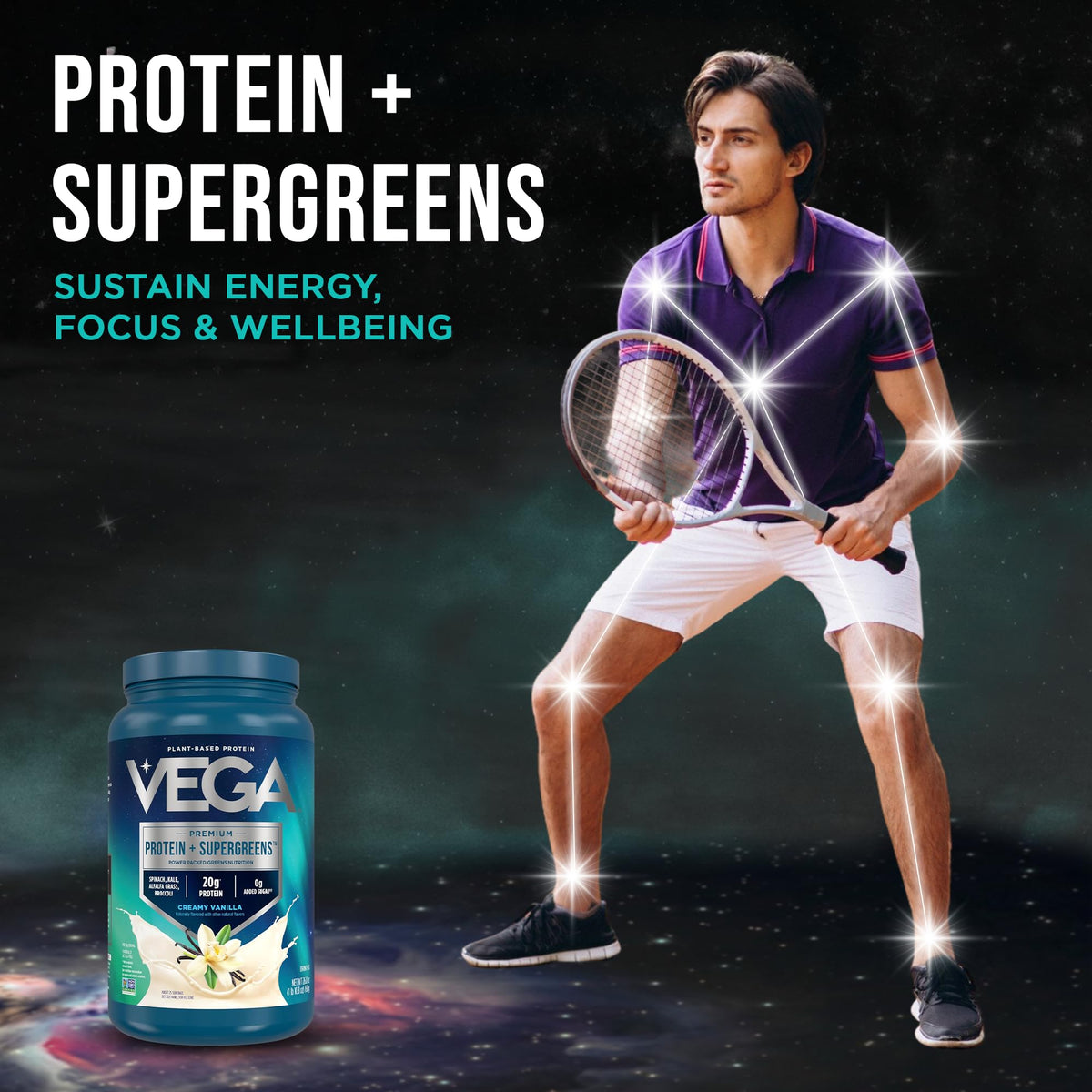Vega Premium Protein + Supergreens, Creamy Vanilla – 20g Vegan Protein, Dairy & Gluten Free, 26.9 oz (25 Servings) - PrimeBioHealth - canada supplements