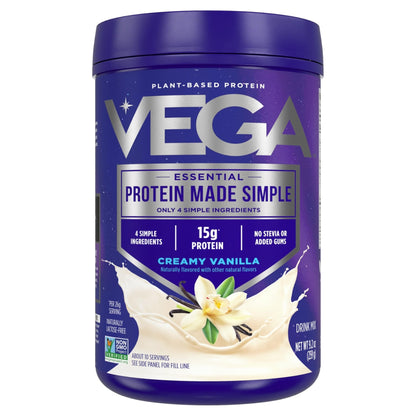 Vega Protein Made Simple Protein Powder, Vanilla - Stevia Free, Vegan, Plant Based, Healthy, Gluten Free, Pea Protein for Women and Men, 9.2 oz (Packaging May Vary) - PrimeBioHealth - canada supplements