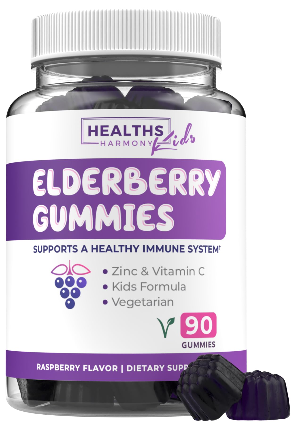Vegan Sambucus Elderberry Gummies for Adults - Black Elderberry Vitamin C and Zinc Gummies for Daily and Seasonal Wellness - Delicious and Nutritious Immune Support Gummy (1 Month Supply) - PrimeBioHealth - canada supplements