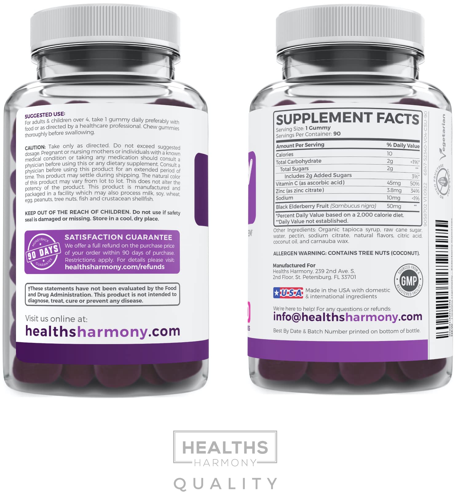 Vegan Sambucus Elderberry Gummies for Adults - Black Elderberry Vitamin C and Zinc Gummies for Daily and Seasonal Wellness - Delicious and Nutritious Immune Support Gummy (1 Month Supply) - PrimeBioHealth - canada supplements