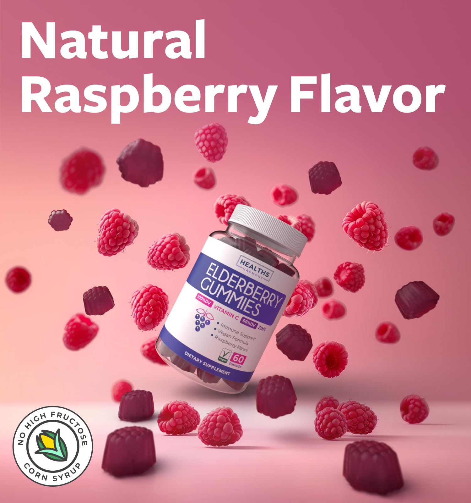 Vegan Sambucus Elderberry Gummies for Adults - Black Elderberry Vitamin C and Zinc Gummies for Daily and Seasonal Wellness - Delicious and Nutritious Immune Support Gummy (1 Month Supply) - PrimeBioHealth - canada supplements