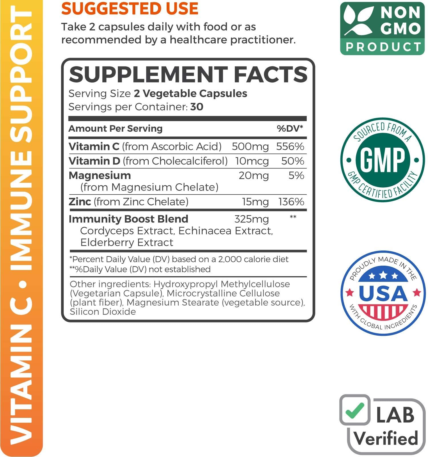 Vegan Vitamin C Gummies for Adults - Immune Support Gummies with Chewable Vitamin C 500mg per Serving for Daily and Seasonal Wellness - High Potency Non-GMO Formula - Orange Flavor (1 Month Supply) - PrimeBioHealth - canada supplements