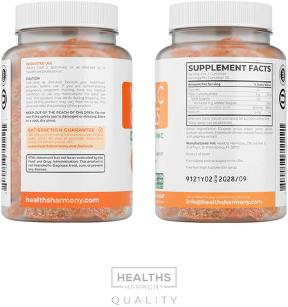 Vegan Vitamin C Gummies for Adults - Immune Support Gummies with Chewable Vitamin C 500mg per Serving for Daily and Seasonal Wellness - High Potency Non-GMO Formula - Orange Flavor (1 Month Supply) - PrimeBioHealth - canada supplements