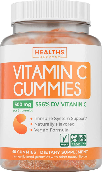Vegan Vitamin C Gummies for Adults - Immune Support Gummies with Chewable Vitamin C 500mg per Serving for Daily and Seasonal Wellness - High Potency Non-GMO Formula - Orange Flavor (1 Month Supply) - PrimeBioHealth - canada supplements