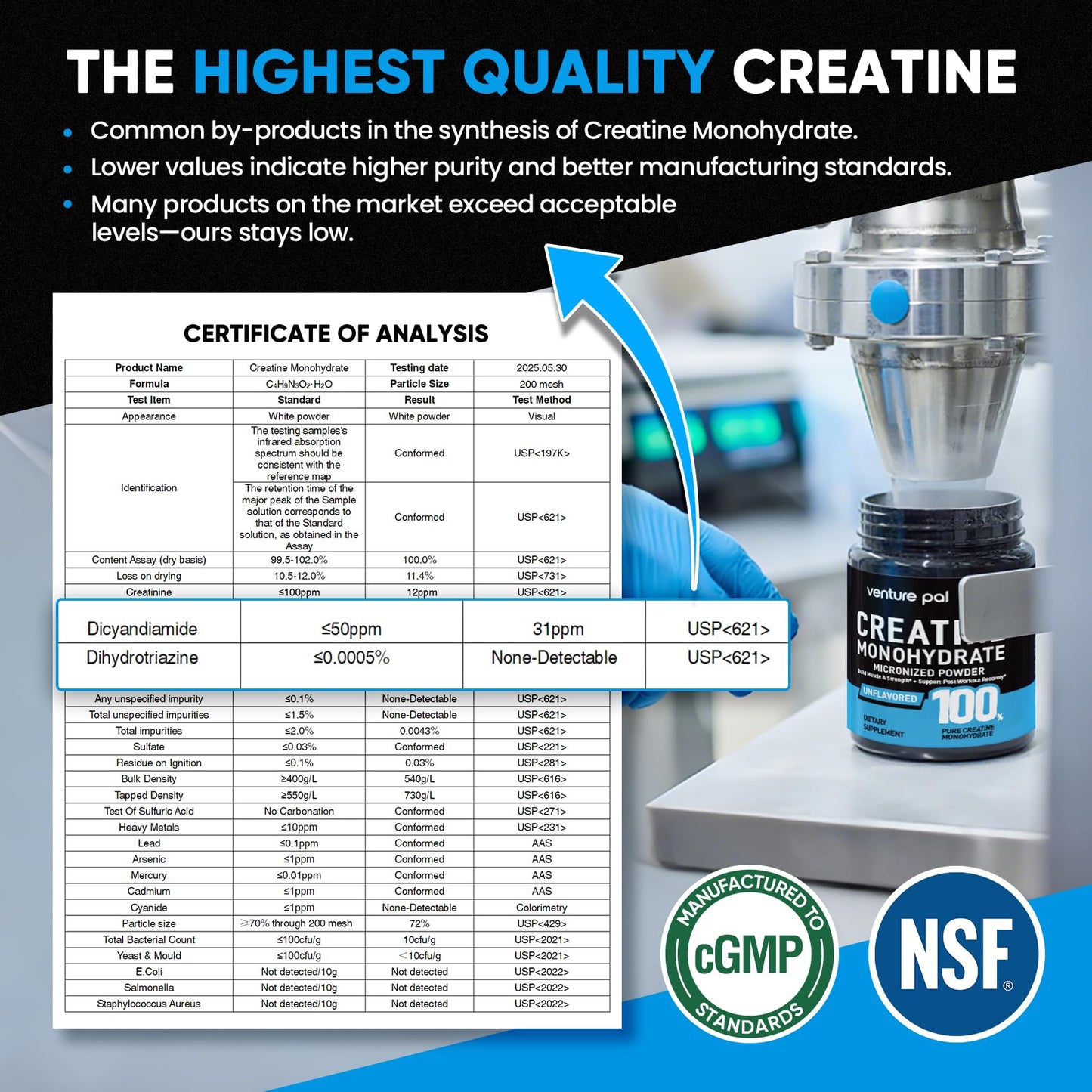 Venture Pal 100% Pure Micronized Creatine Monohydrate Powder, Unflavored Creatine for Women & Men, Vegan, Keto, Gluten Free, 5 g (5000mg) per Serving - PrimeBioHealth - canada supplements