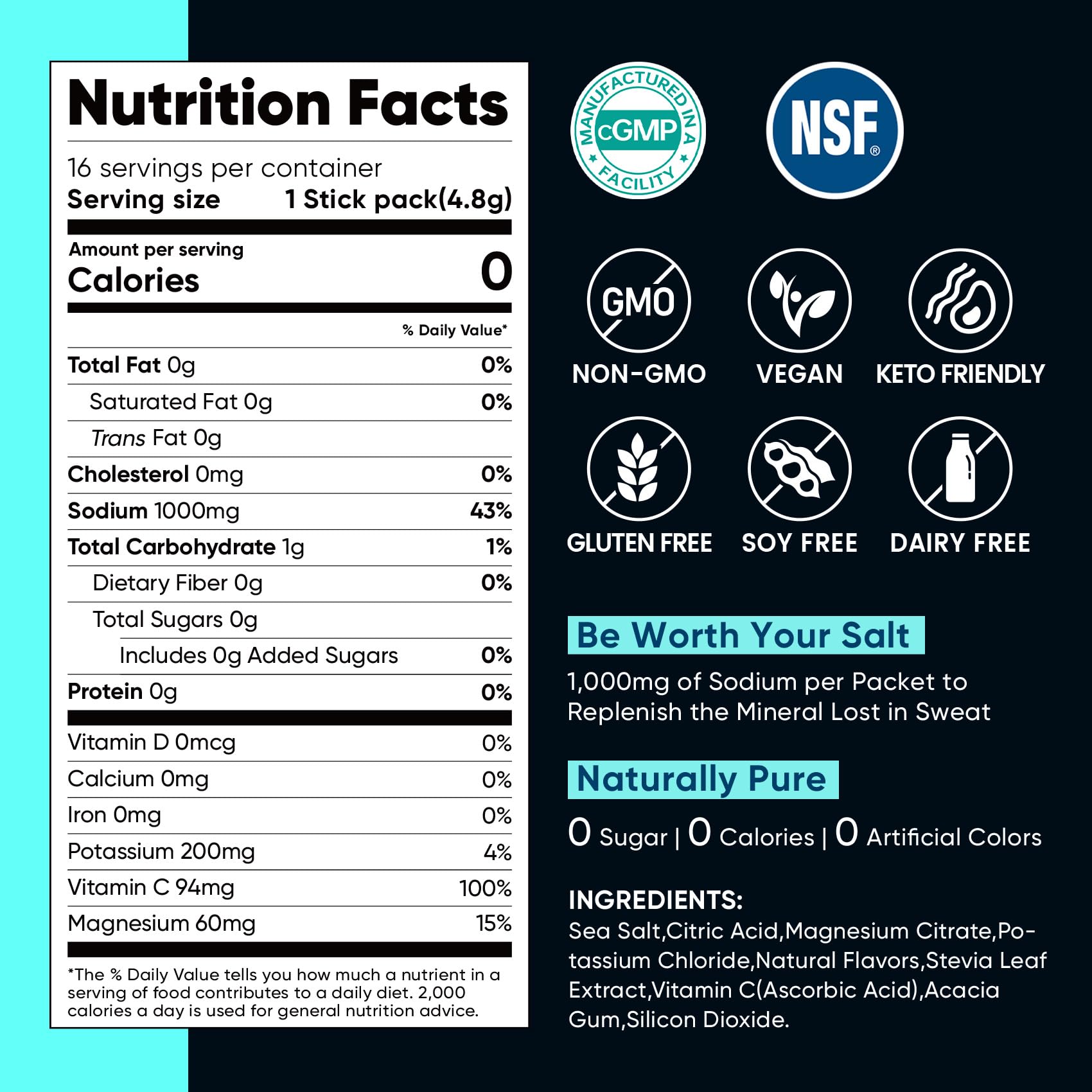 Venture Pal High Sodium Sugar Free Electrolytes Powder Packet, Zero Calories Hydration Packets with Vitamin, Sodium, Potassium & Magnesium, Electrolyte Drink Mix - PrimeBioHealth - canada supplements