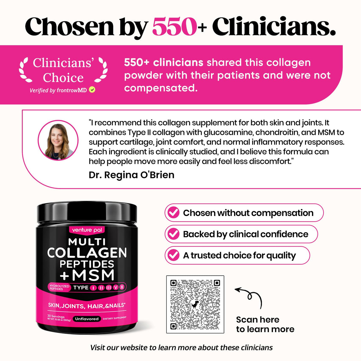 Venture Pal Multi Collagen Powder Type I, II, III, V, X – Hydrolyzed Collagen Peptides MSM, GC, Hyaluronic Acid Vitamin C | Collagen Supplement for Women - PrimeBioHealth - canada supplements