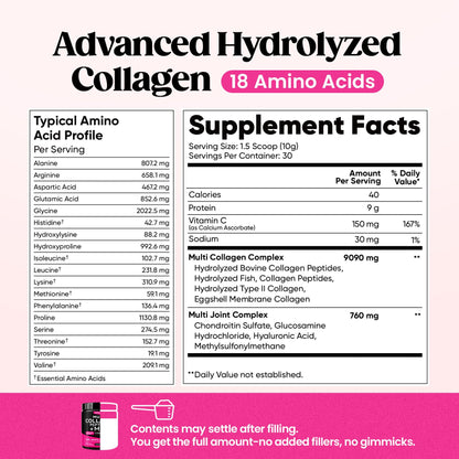 Venture Pal Multi Collagen Powder Type I, II, III, V, X – Hydrolyzed Collagen Peptides MSM, GC, Hyaluronic Acid Vitamin C | Collagen Supplement for Women - PrimeBioHealth - canada supplements