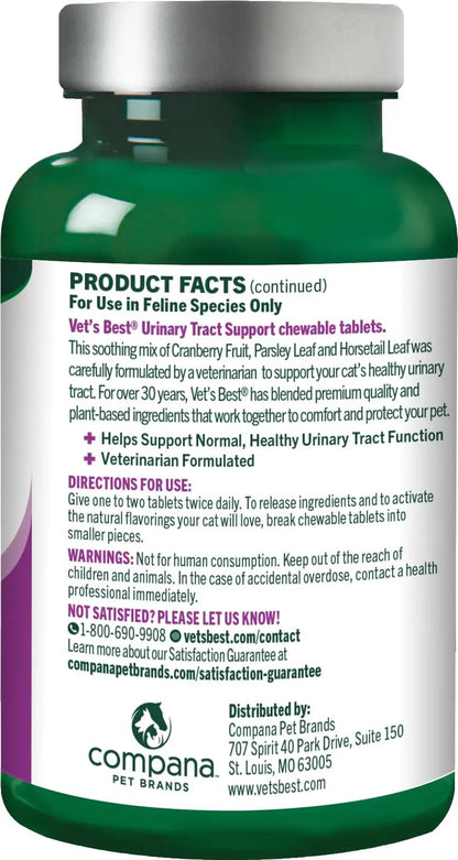 Vet's Best Cat Urinary Supplement, Urinary Tract Support Chewable for Cats, Supports A Healthy Urinary Tract in Cats, 60 Chewable Tablets - PrimeBioHealth - canada supplements